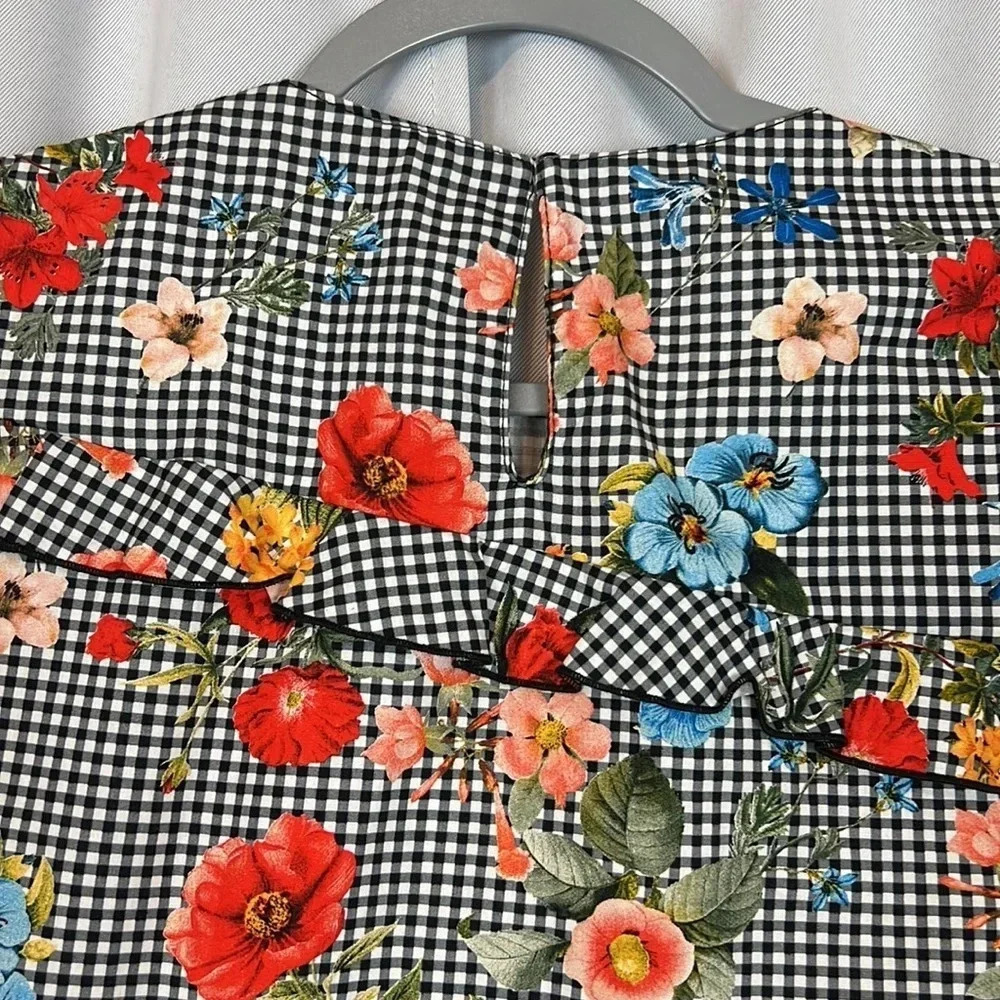 Zara Basic Collection Floral Gingham Ruffle Asymm… - image 8